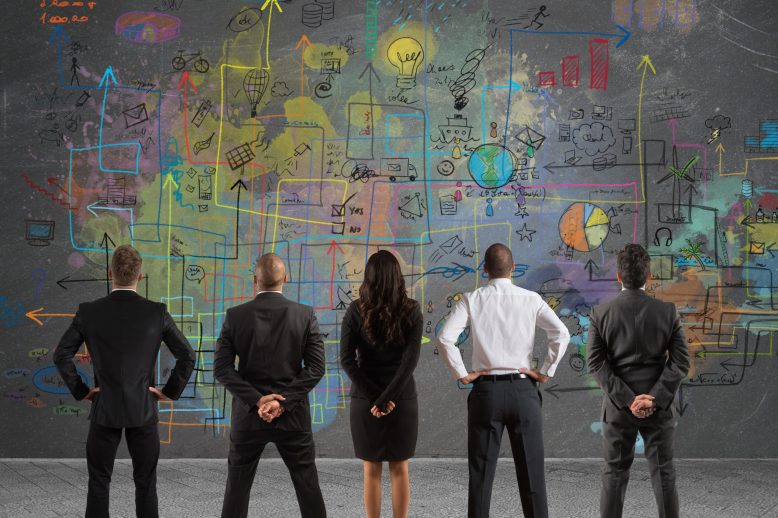 Business,Team,Drawing,A,New,Complex,Project